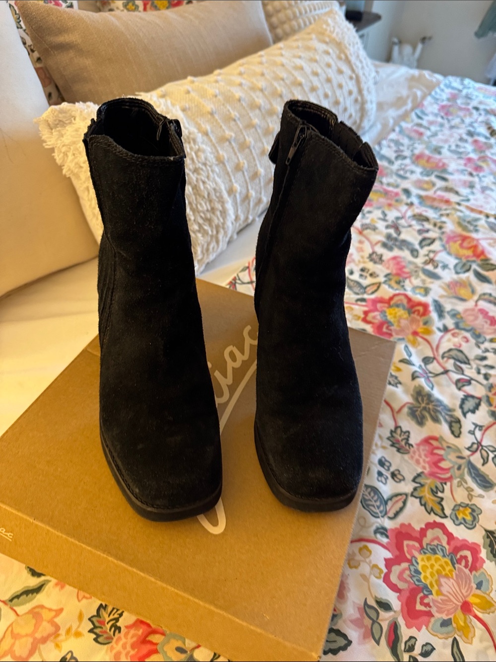 Zodiac Black Suede Ankle Booties
